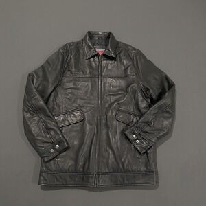 Excelled Mens Collection Black Genuine Leather Jacket Car Coat Quilted Lined LT